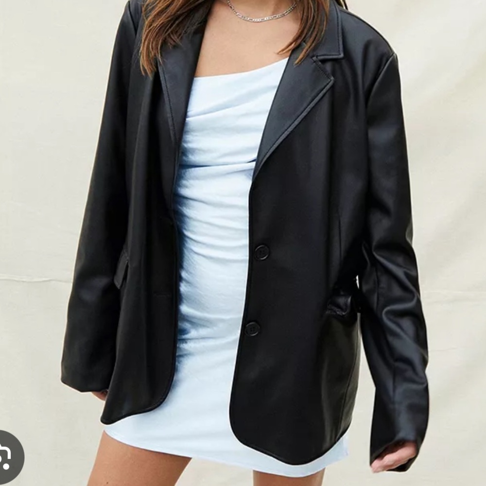 Urban Outfitters Black Faux Leather Blazer